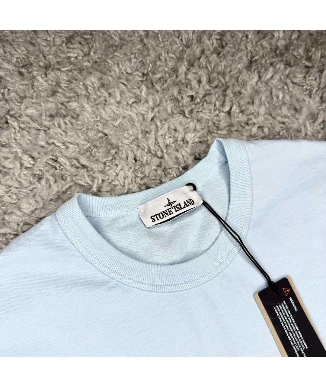 STONE ISLAND Голубая хлопковая футболка, фото 3