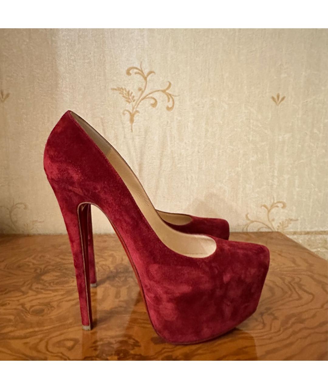 CHRISTIAN LOUBOUTIN Бордовые замшевые туфли, фото 8