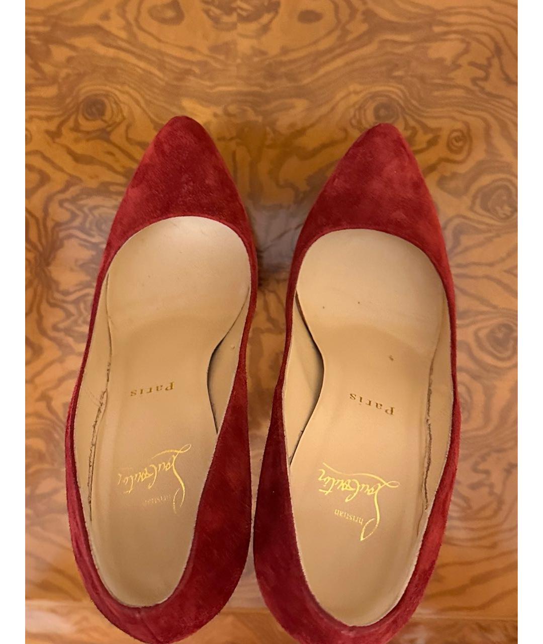 CHRISTIAN LOUBOUTIN Бордовые замшевые туфли, фото 3
