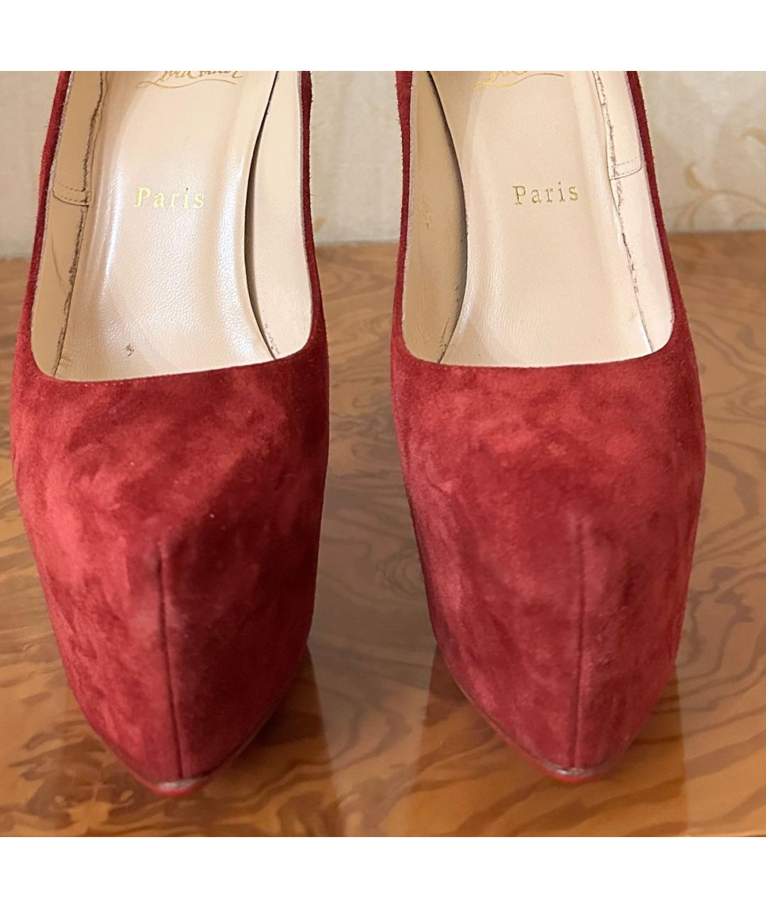 CHRISTIAN LOUBOUTIN Бордовые замшевые туфли, фото 7