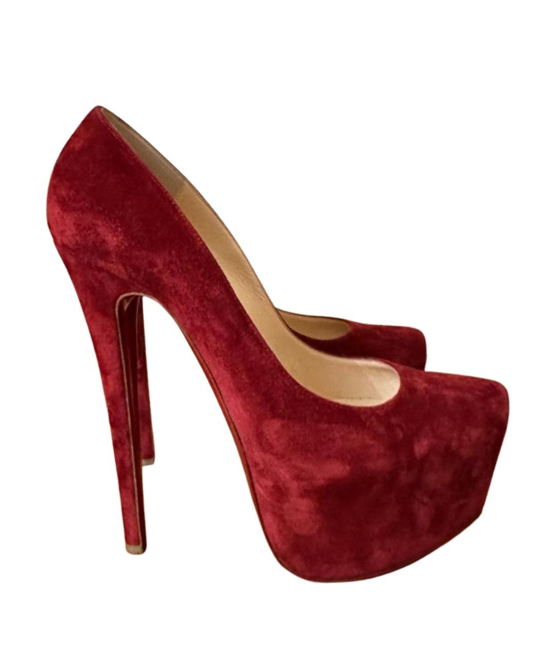 CHRISTIAN LOUBOUTIN Бордовые замшевые туфли, фото 1