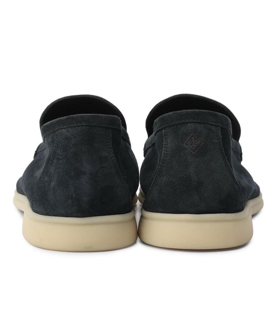 LORO PIANA Темно-синие замшевые лоферы, фото 4