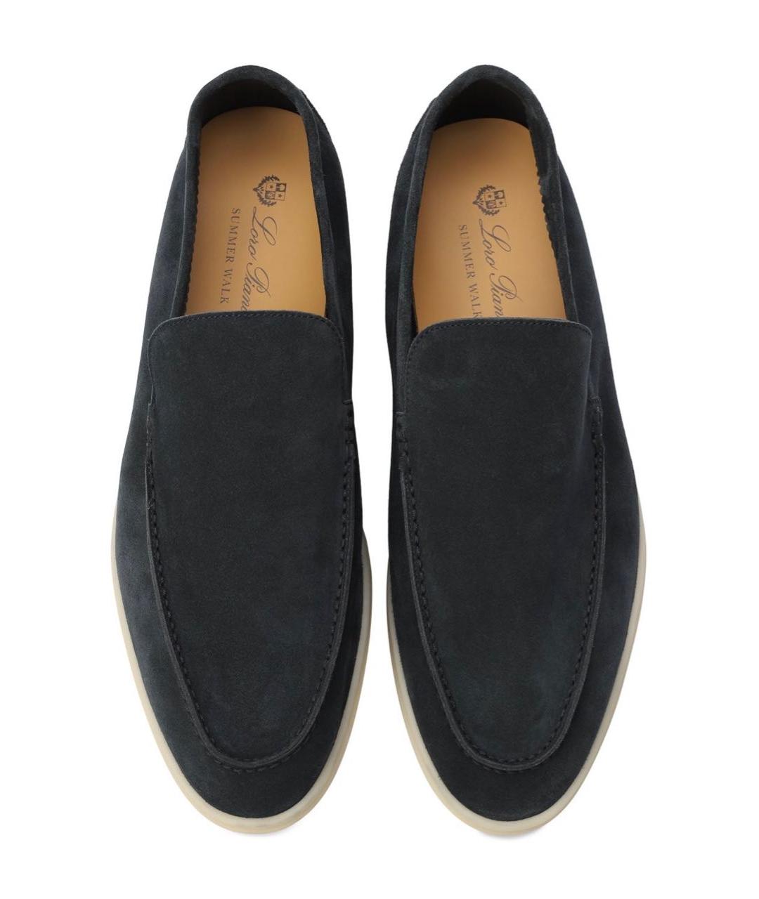 LORO PIANA Темно-синие замшевые лоферы, фото 3