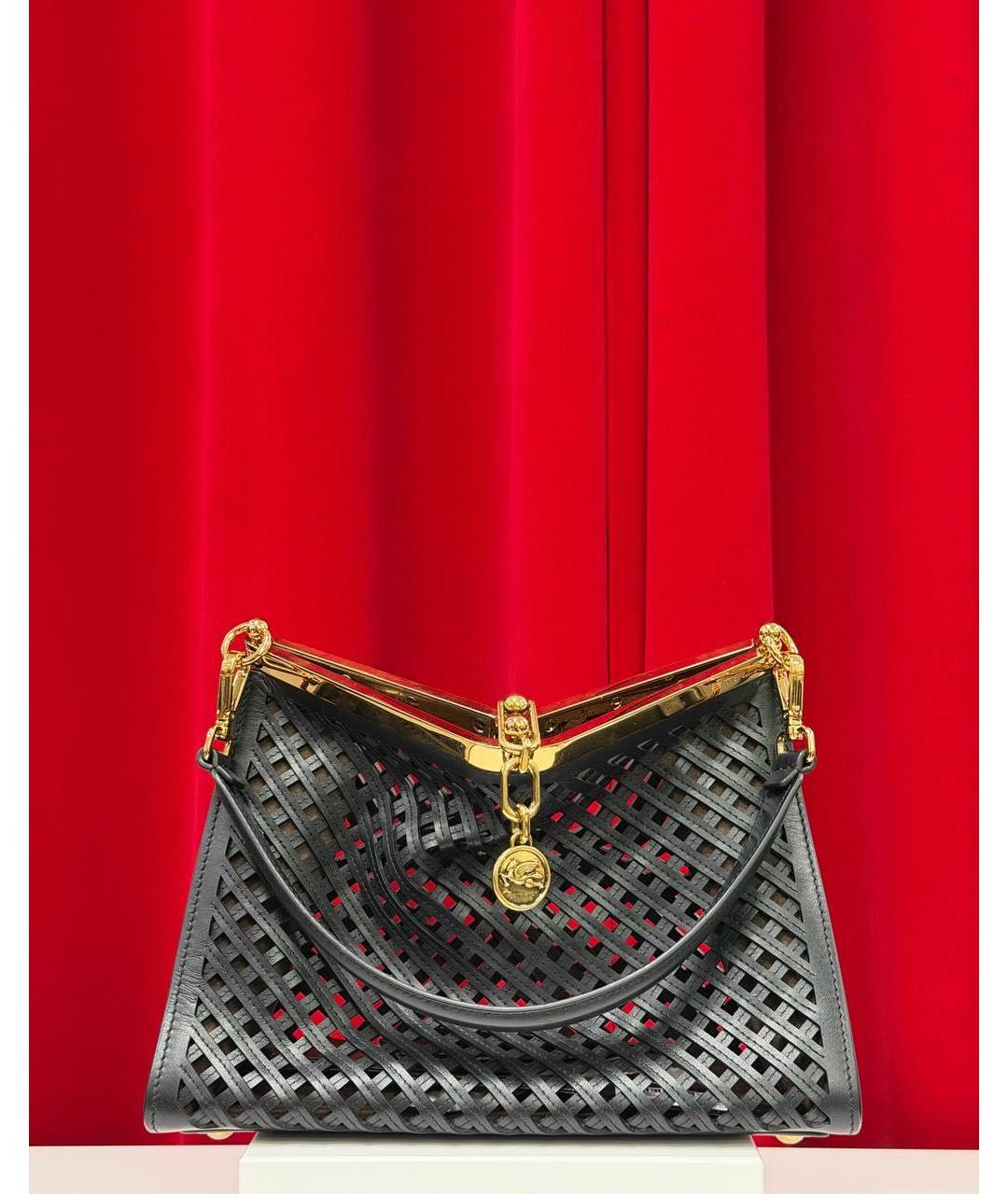 ETRO Черная кожаная сумка через плечо, фото 5