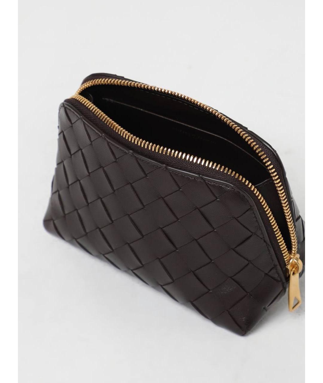 BOTTEGA VENETA Коричневая кожаная косметичка, фото 2