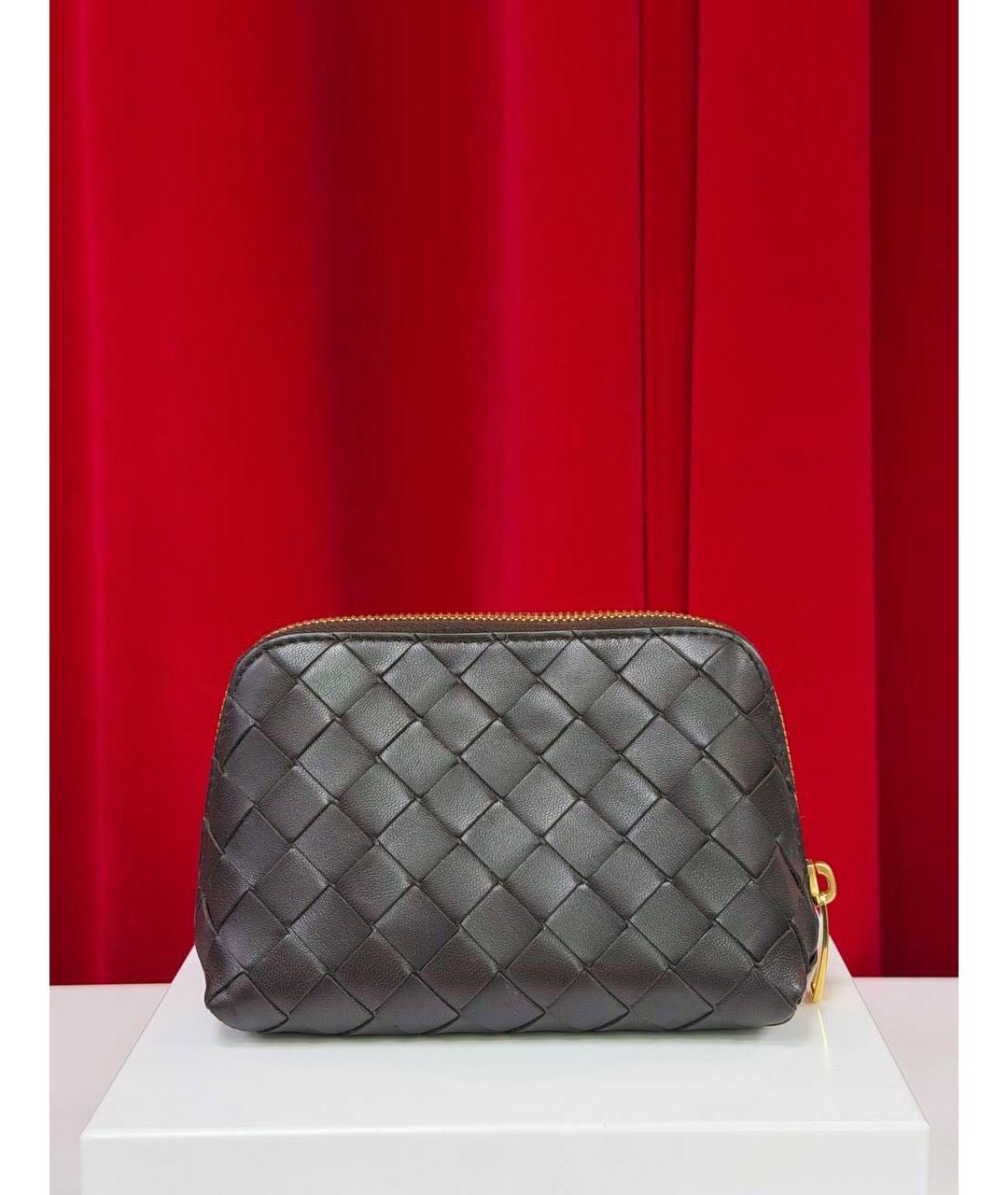BOTTEGA VENETA Коричневая кожаная косметичка, фото 6
