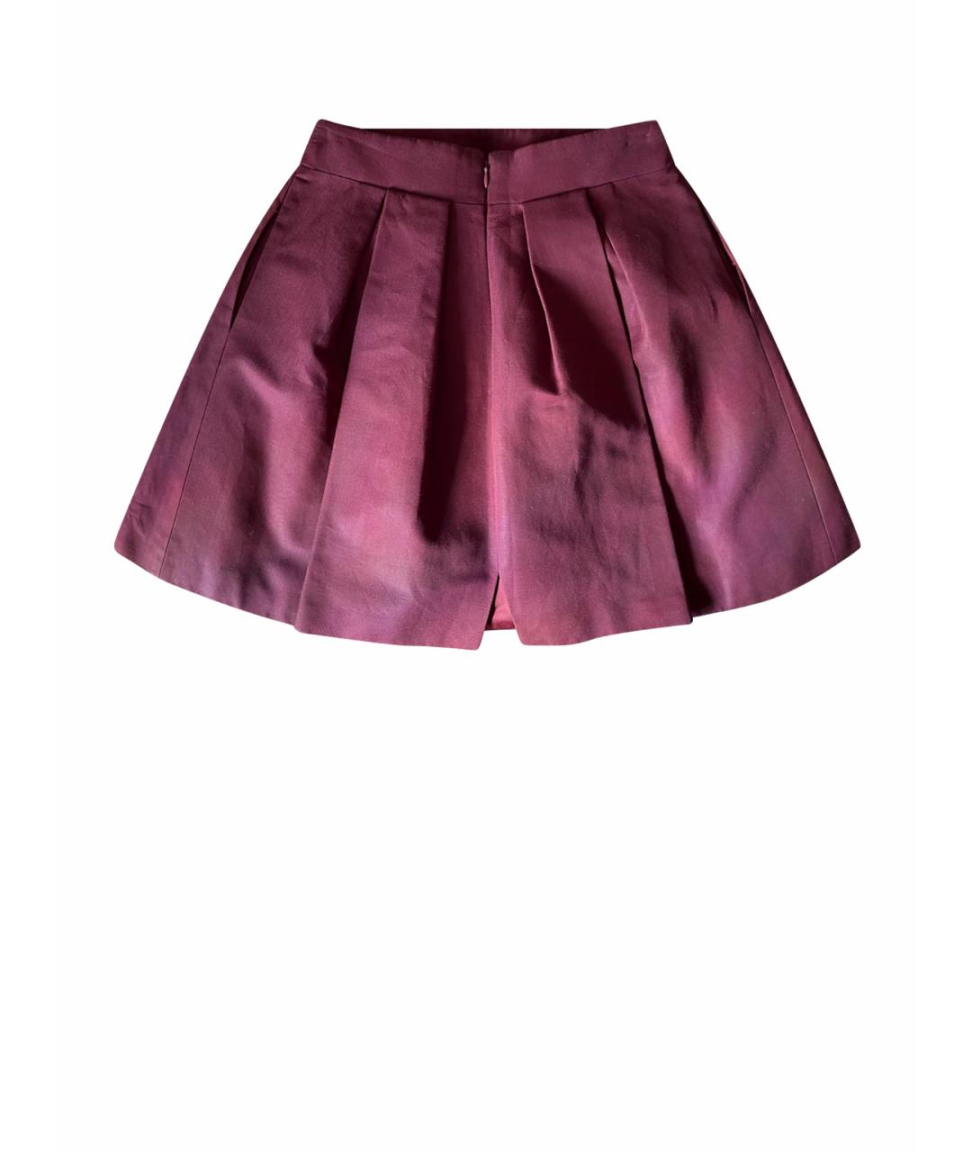 ALEXANDER MCQUEEN Бордовая вискозная юбка мини, фото 1