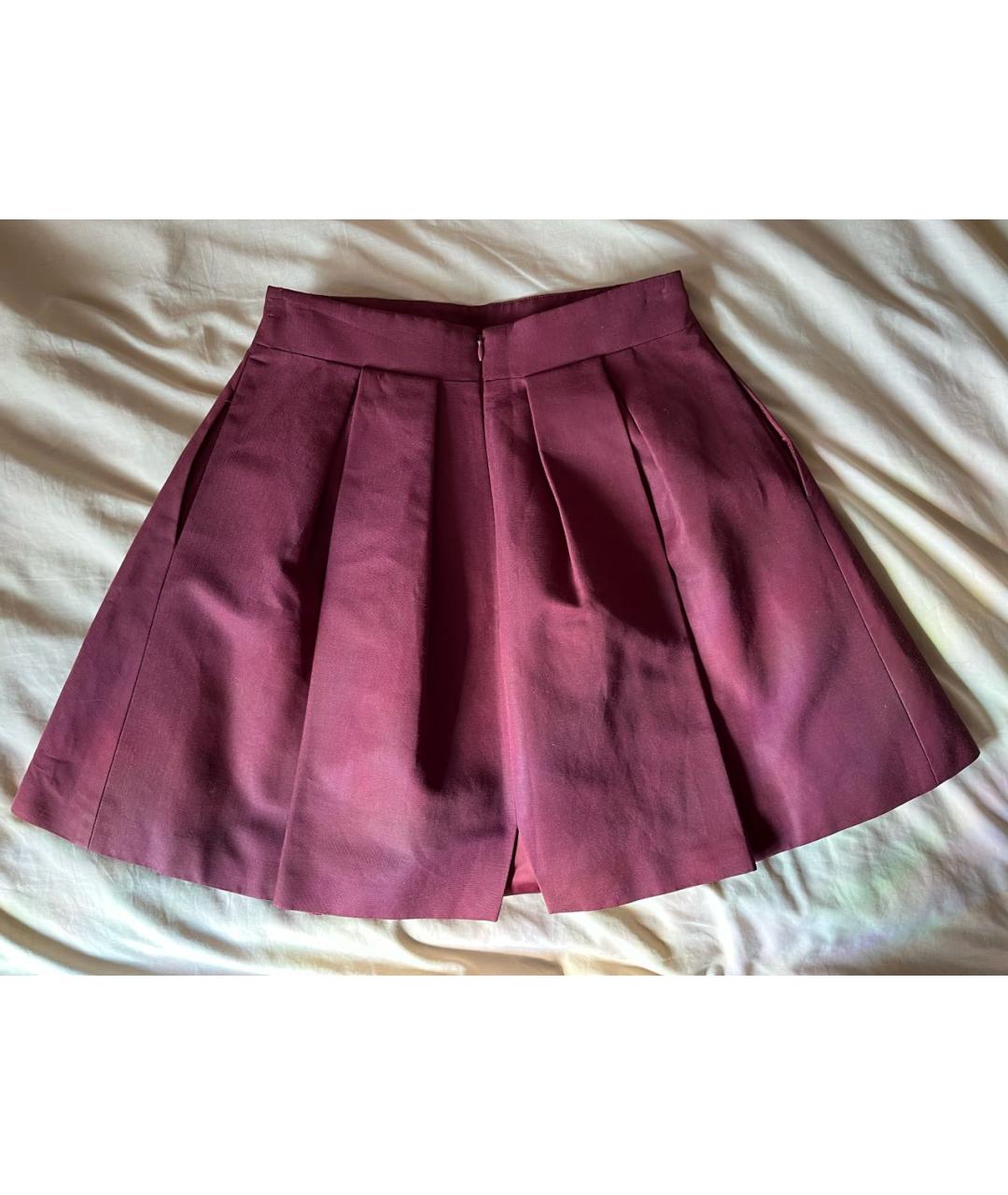 ALEXANDER MCQUEEN Бордовая вискозная юбка мини, фото 2