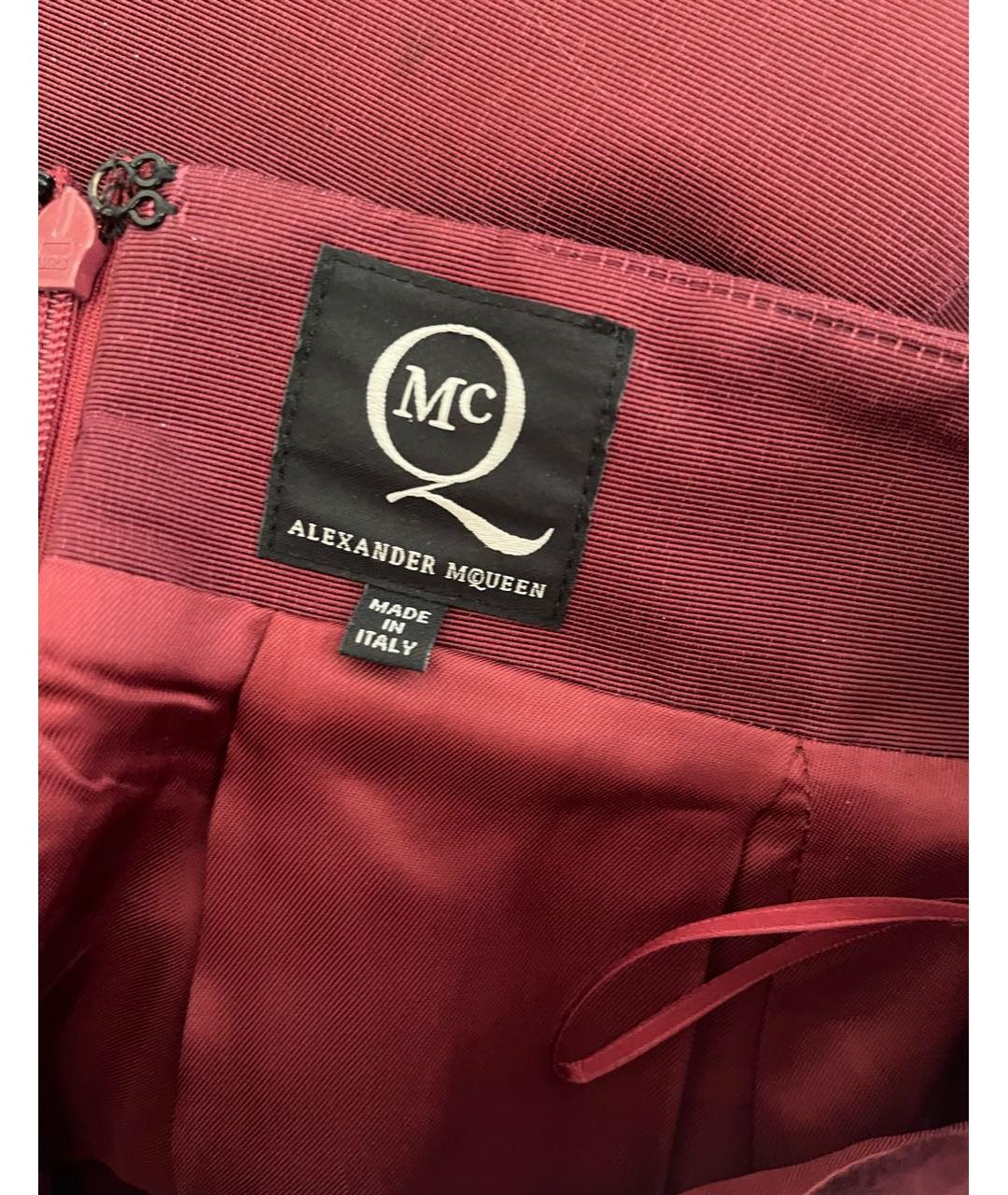 ALEXANDER MCQUEEN Бордовая вискозная юбка мини, фото 3