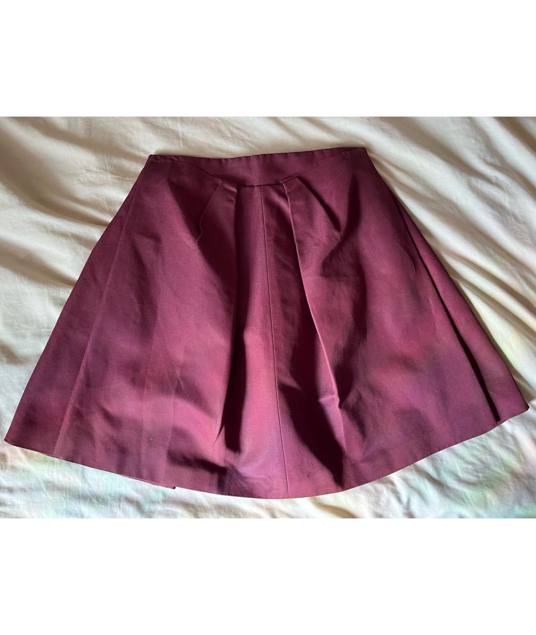 ALEXANDER MCQUEEN Бордовая вискозная юбка мини, фото 6