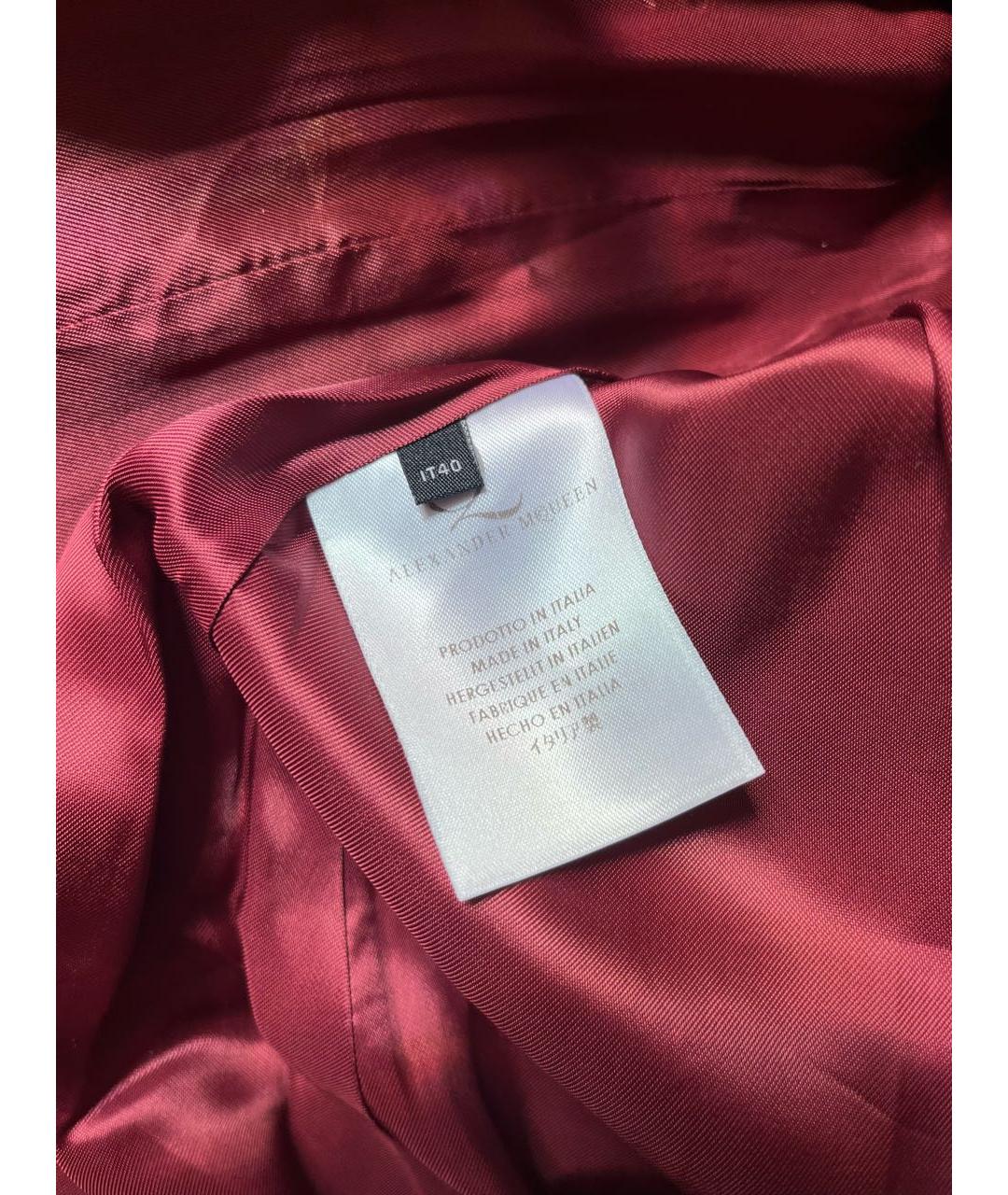 ALEXANDER MCQUEEN Бордовая вискозная юбка мини, фото 5