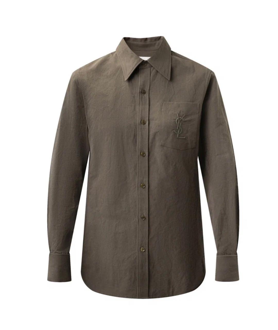 SAINT LAURENT Хаки хлопковая рубашка, фото 1