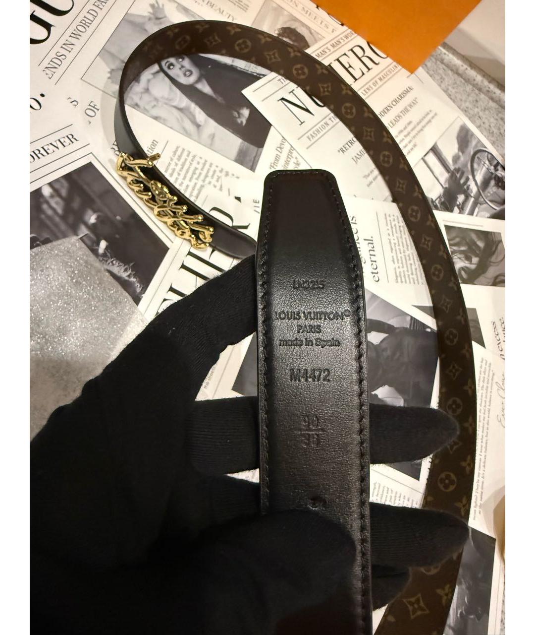 LOUIS VUITTON Черный кожаный ремень, фото 3