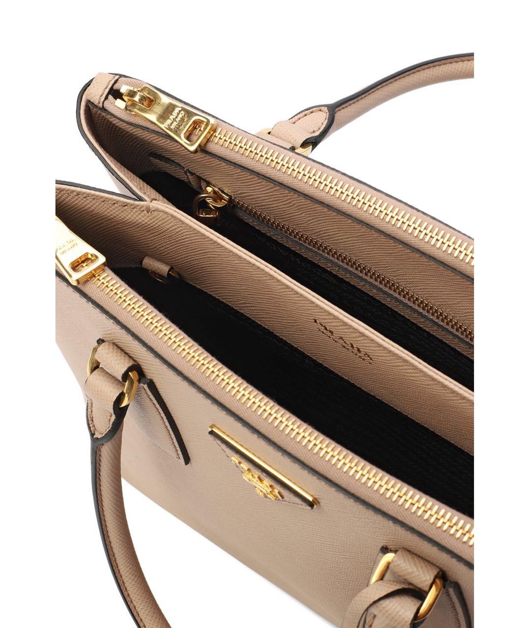 PRADA Бежевая кожаная сумка с короткими ручками, фото 6