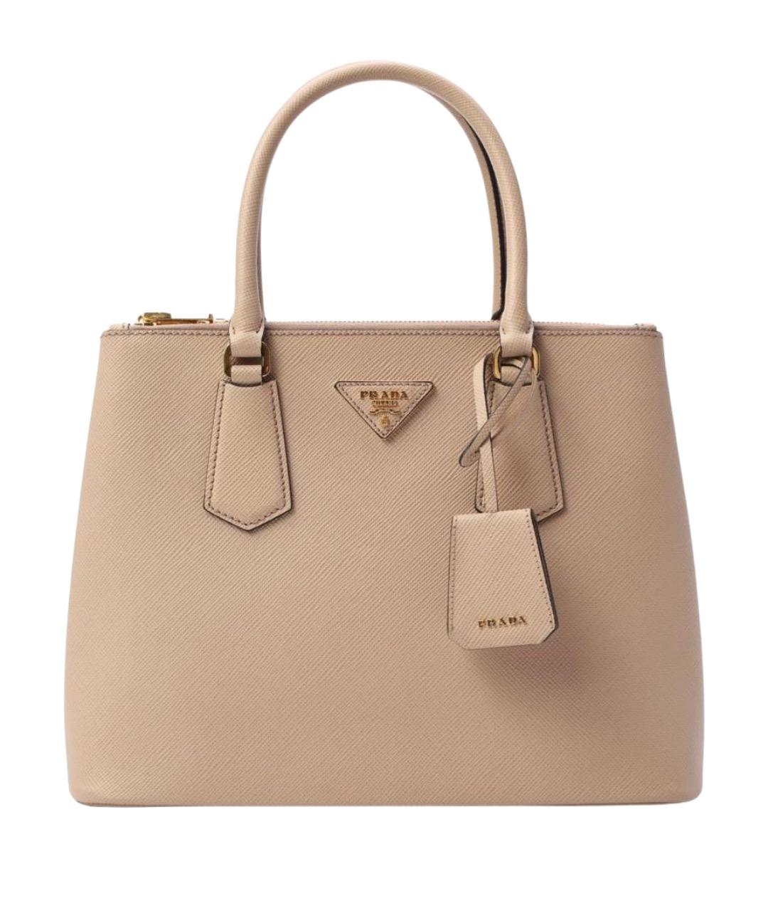 PRADA Бежевая кожаная сумка с короткими ручками, фото 1