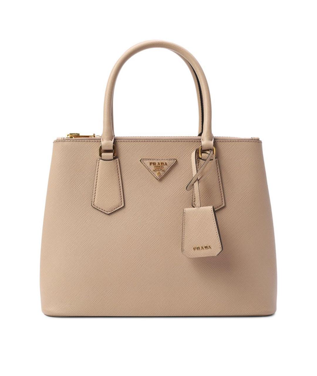 PRADA Бежевая кожаная сумка с короткими ручками, фото 7