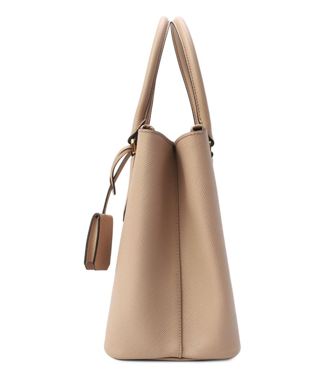 PRADA Бежевая кожаная сумка с короткими ручками, фото 3