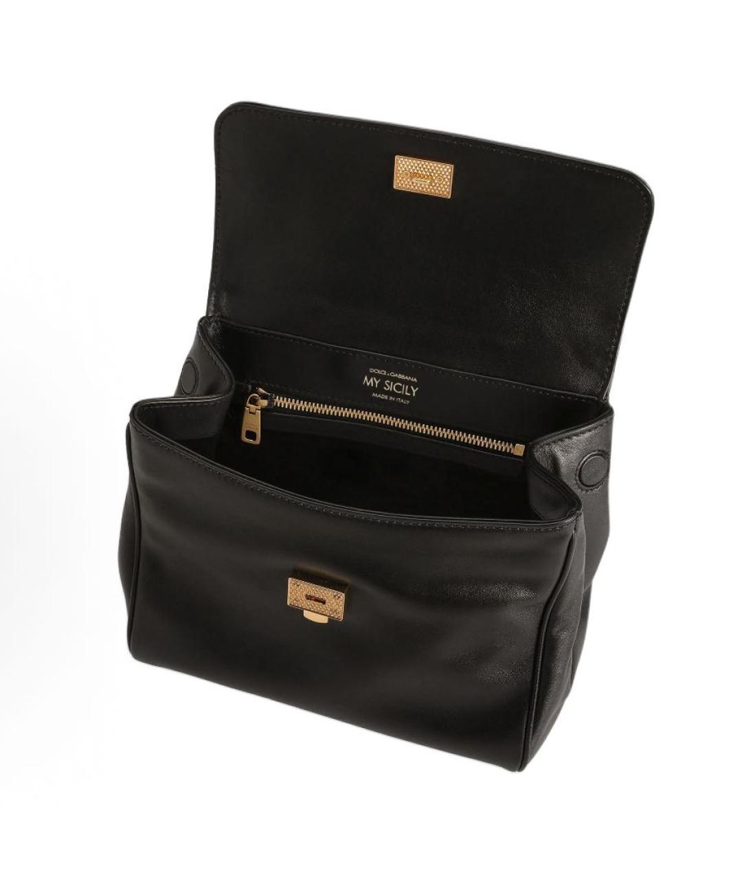 DOLCE&GABBANA Черная кожаная сумка через плечо, фото 6