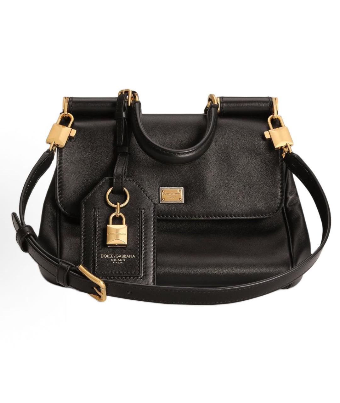 DOLCE&GABBANA Черная кожаная сумка через плечо, фото 2