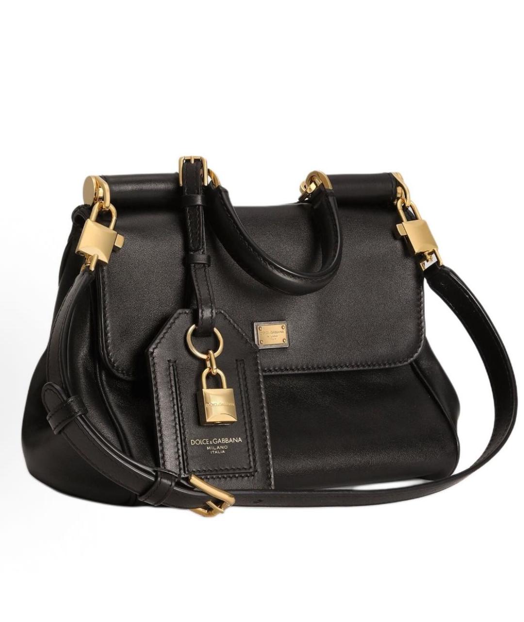 DOLCE&GABBANA Черная кожаная сумка через плечо, фото 4