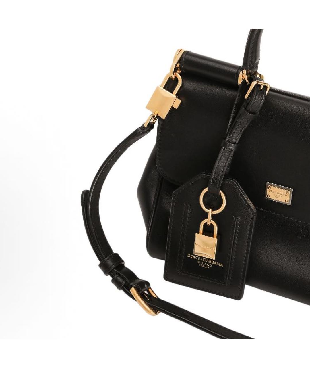 DOLCE&GABBANA Черная кожаная сумка через плечо, фото 7