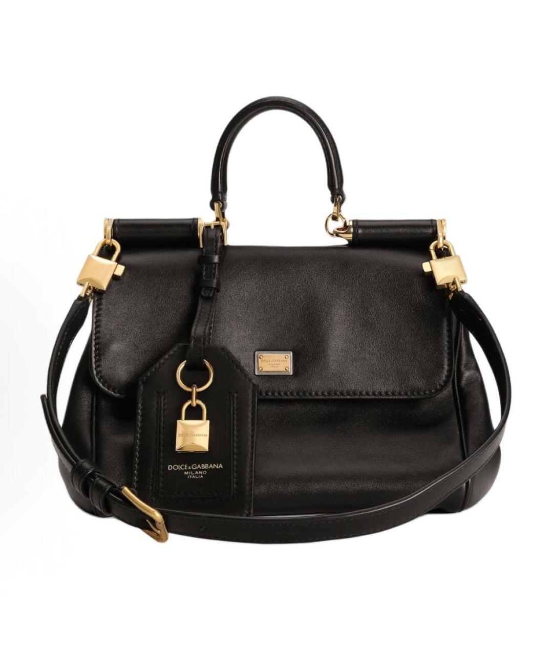 DOLCE&GABBANA Черная кожаная сумка через плечо, фото 8