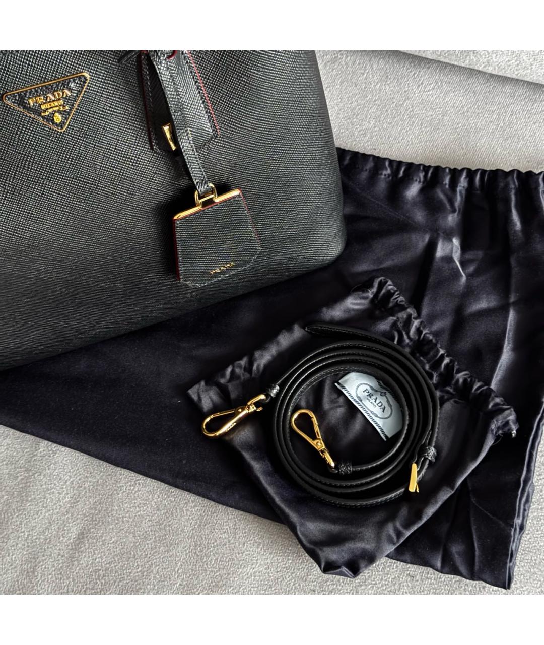 PRADA Черная кожаная сумка с короткими ручками, фото 8