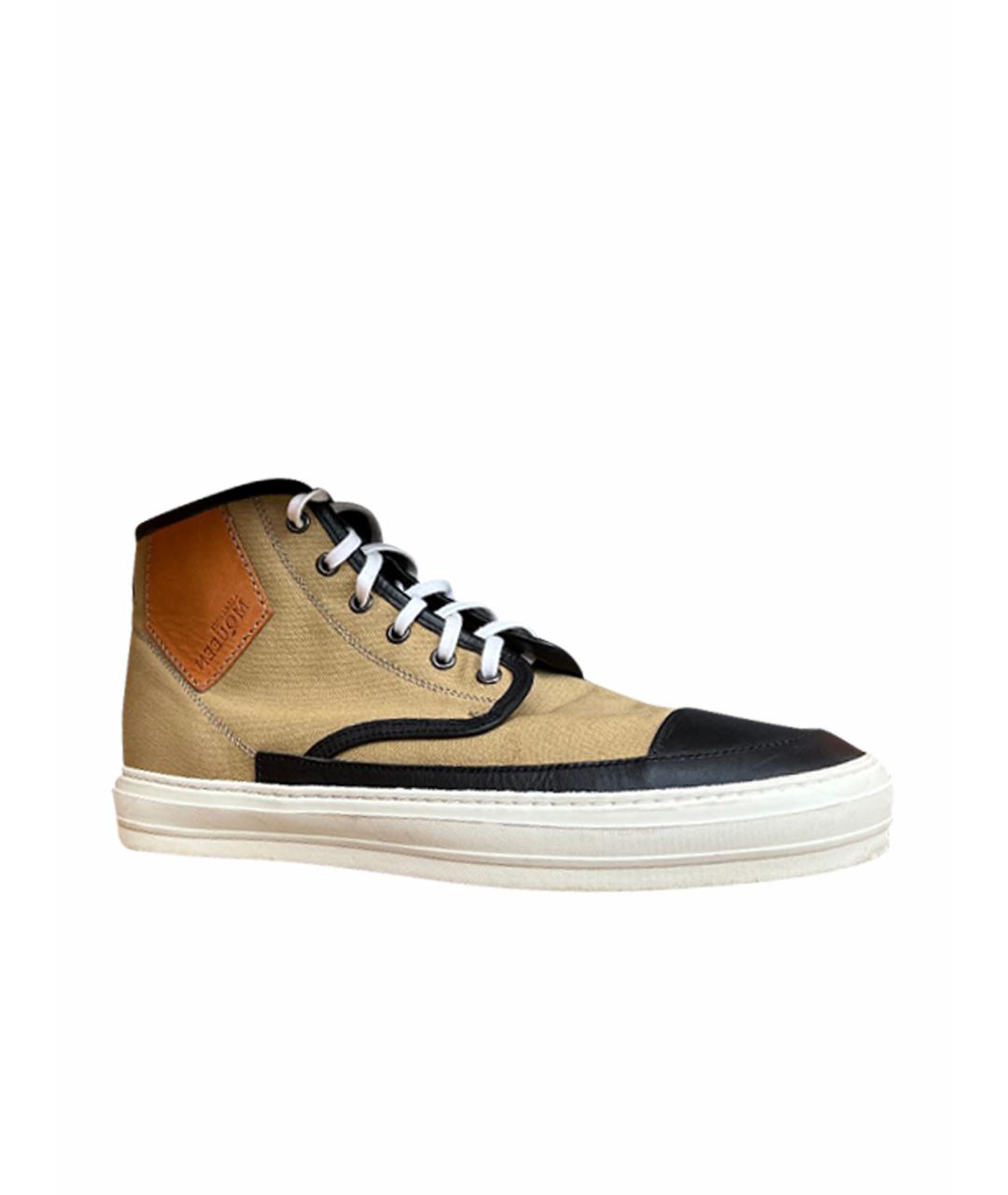 ALEXANDER MCQUEEN Горчичные текстильные высокие кроссовки / кеды, фото 1