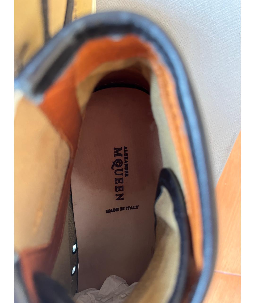 ALEXANDER MCQUEEN Горчичные текстильные высокие кроссовки / кеды, фото 3