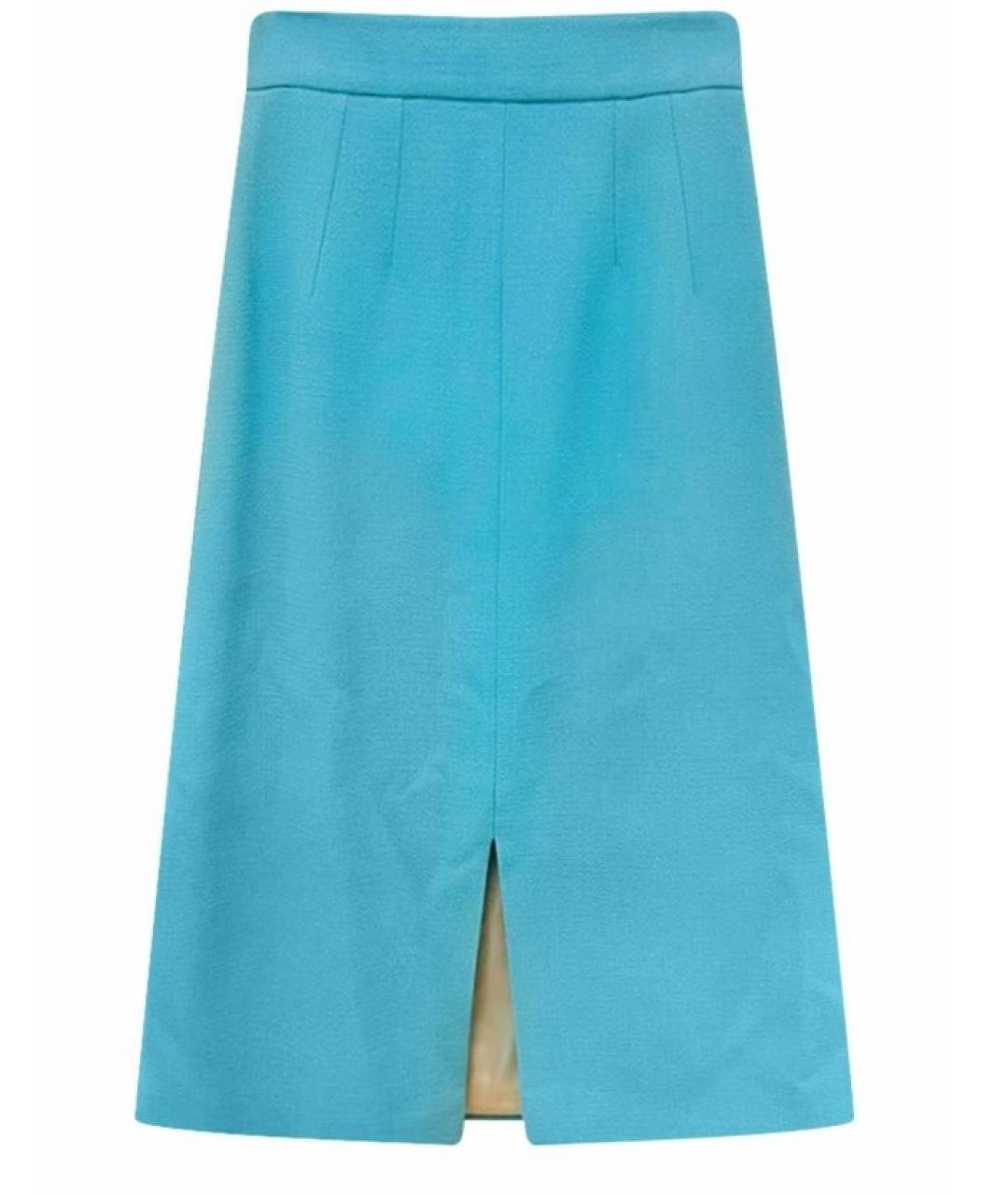 DOLCE&GABBANA Бирюзовая шерстяная юбка миди, фото 1