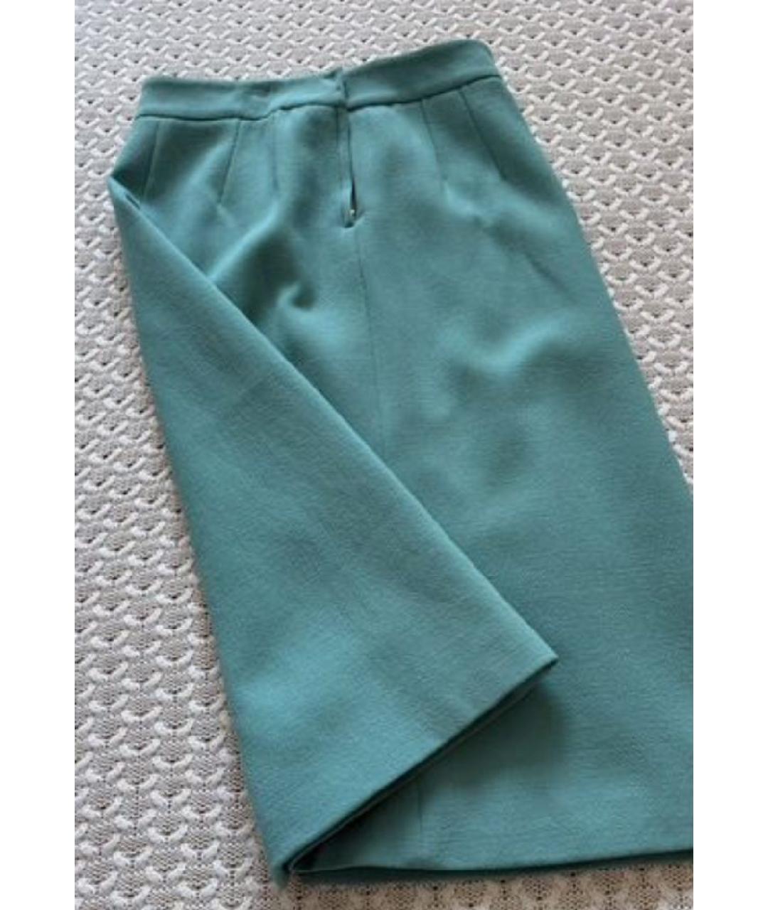 DOLCE&GABBANA Бирюзовая шерстяная юбка миди, фото 2