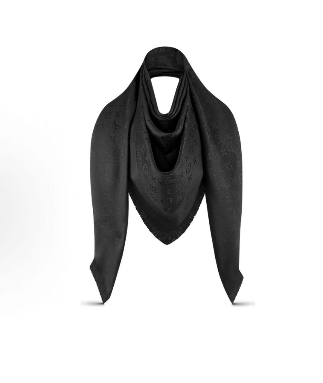 LOUIS VUITTON Черный шелковый платок, фото 5