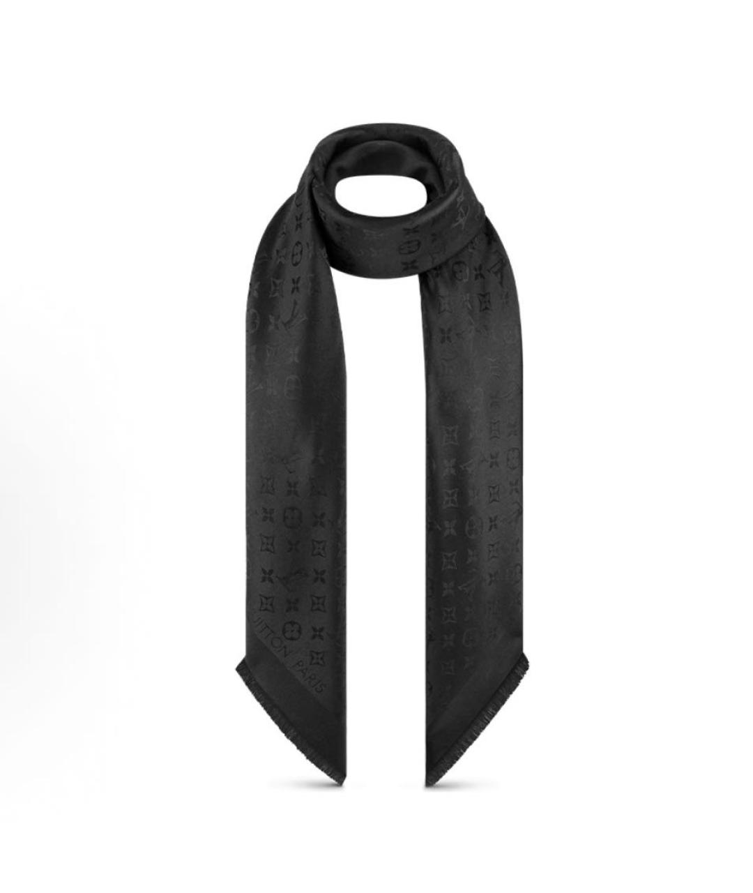 LOUIS VUITTON Черный шелковый платок, фото 3