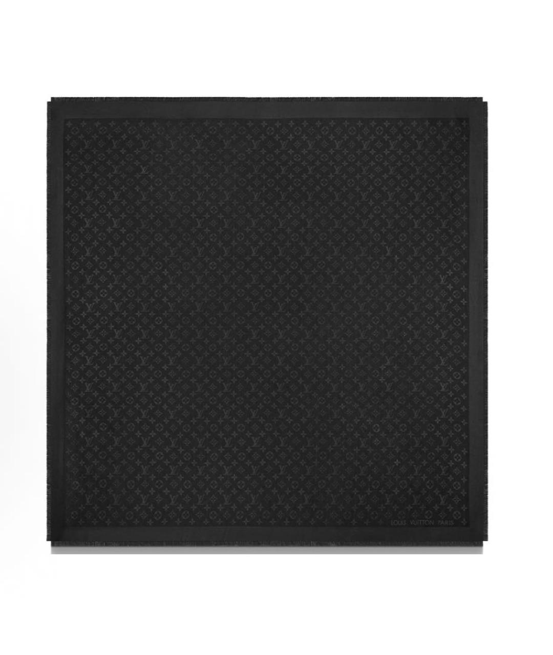 LOUIS VUITTON Черный шелковый платок, фото 2