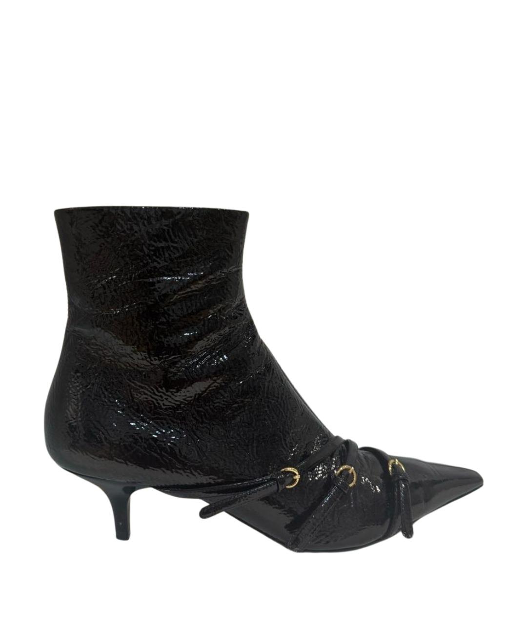 MIU MIU Черные ботильоны из лакированной кожи, фото 1