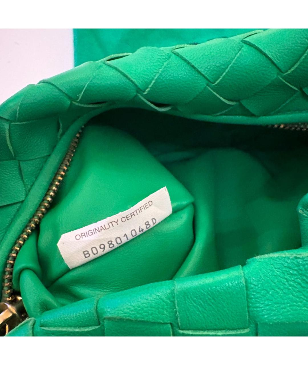 BOTTEGA VENETA Зеленая кожаная сумка с короткими ручками, фото 4