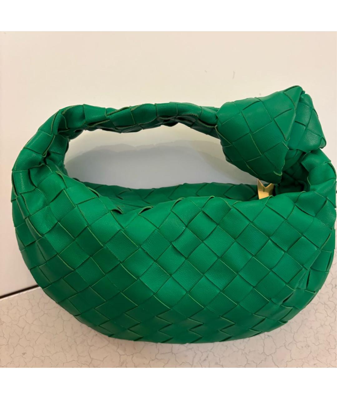 BOTTEGA VENETA Зеленая кожаная сумка с короткими ручками, фото 2