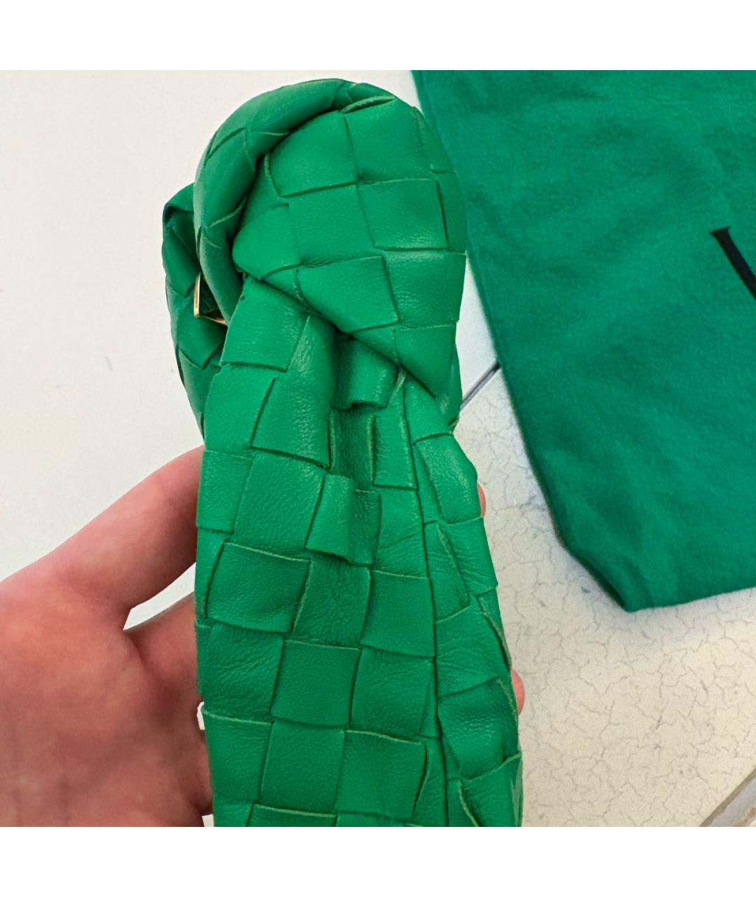 BOTTEGA VENETA Зеленая кожаная сумка с короткими ручками, фото 3