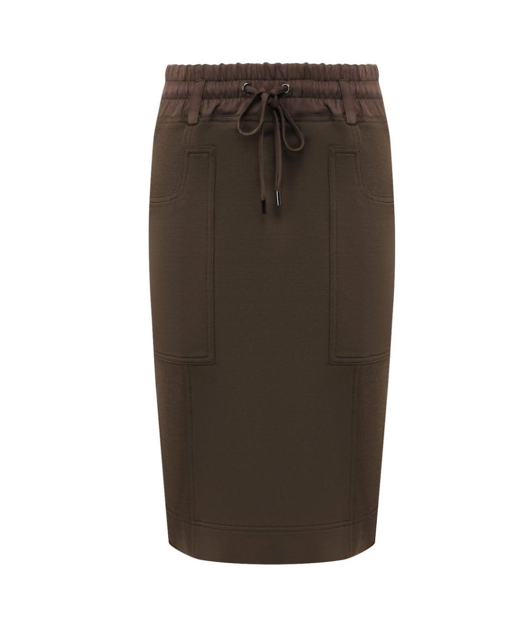 TOM FORD Коричневая шелковая юбка миди, фото 1