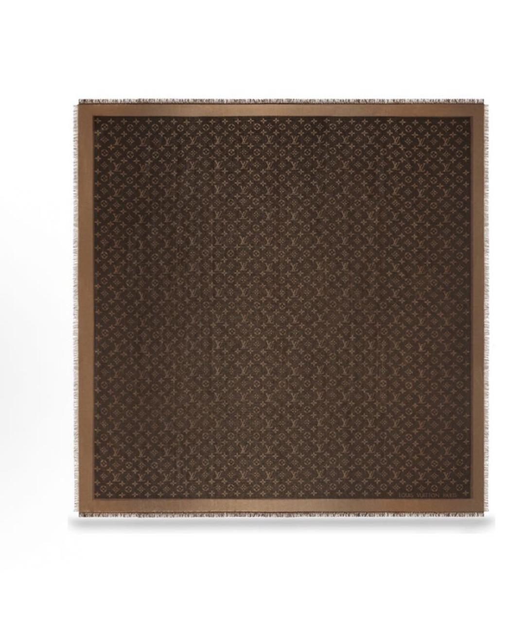 LOUIS VUITTON Коричневый шерстяной платок, фото 3