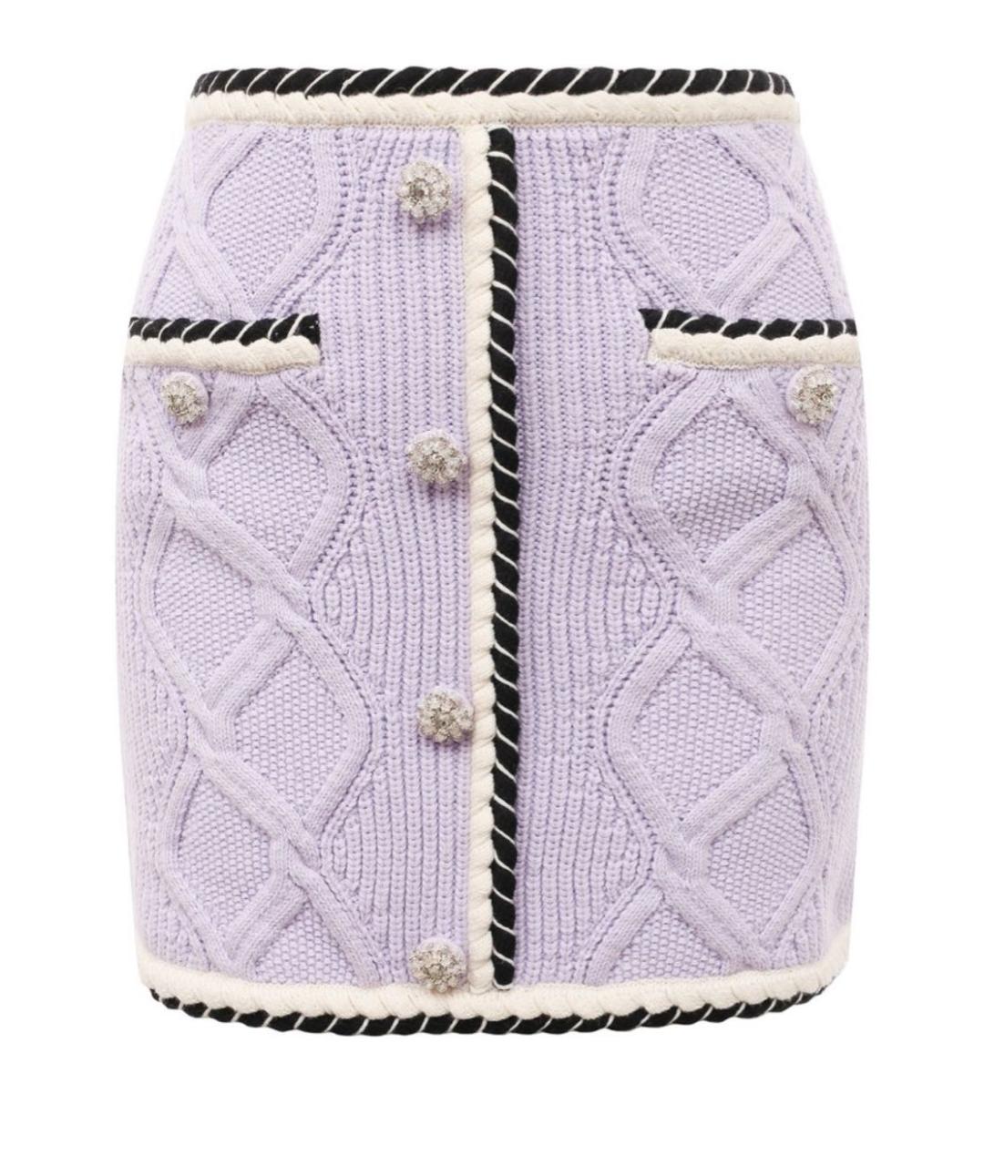 SELF-PORTRAIT Фиолетовая хлопковая юбка мини, фото 1