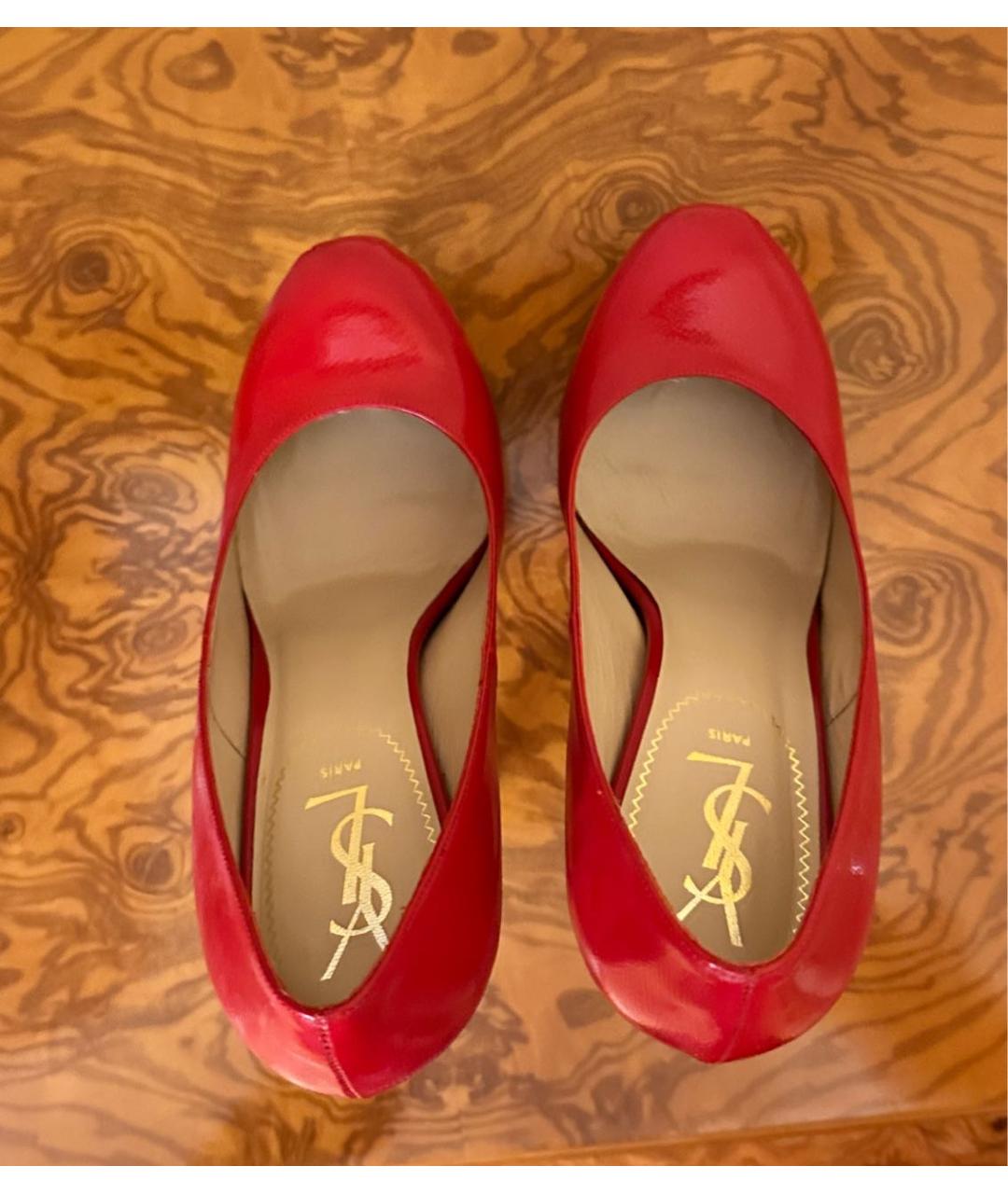 SAINT LAURENT Красные кожаные туфли, фото 3