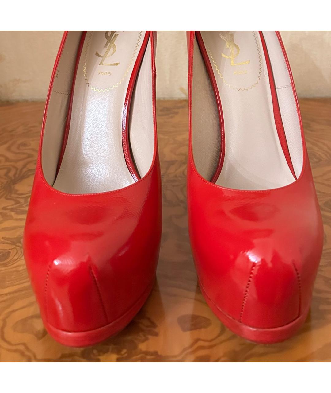 SAINT LAURENT Красные кожаные туфли, фото 7