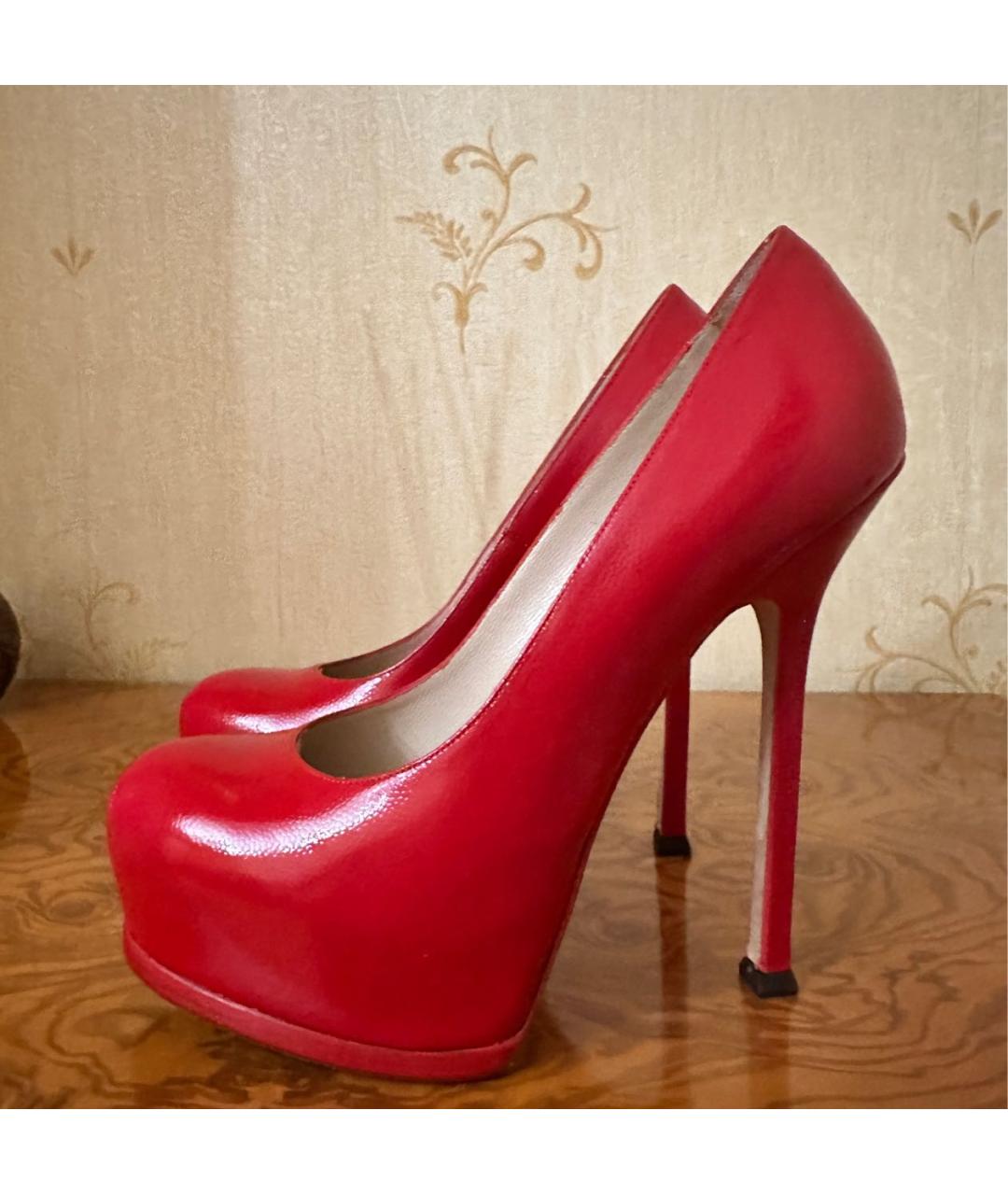 SAINT LAURENT Красные кожаные туфли, фото 5