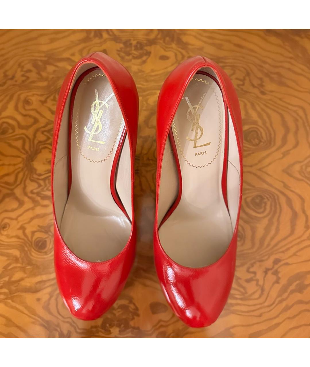 SAINT LAURENT Красные кожаные туфли, фото 2