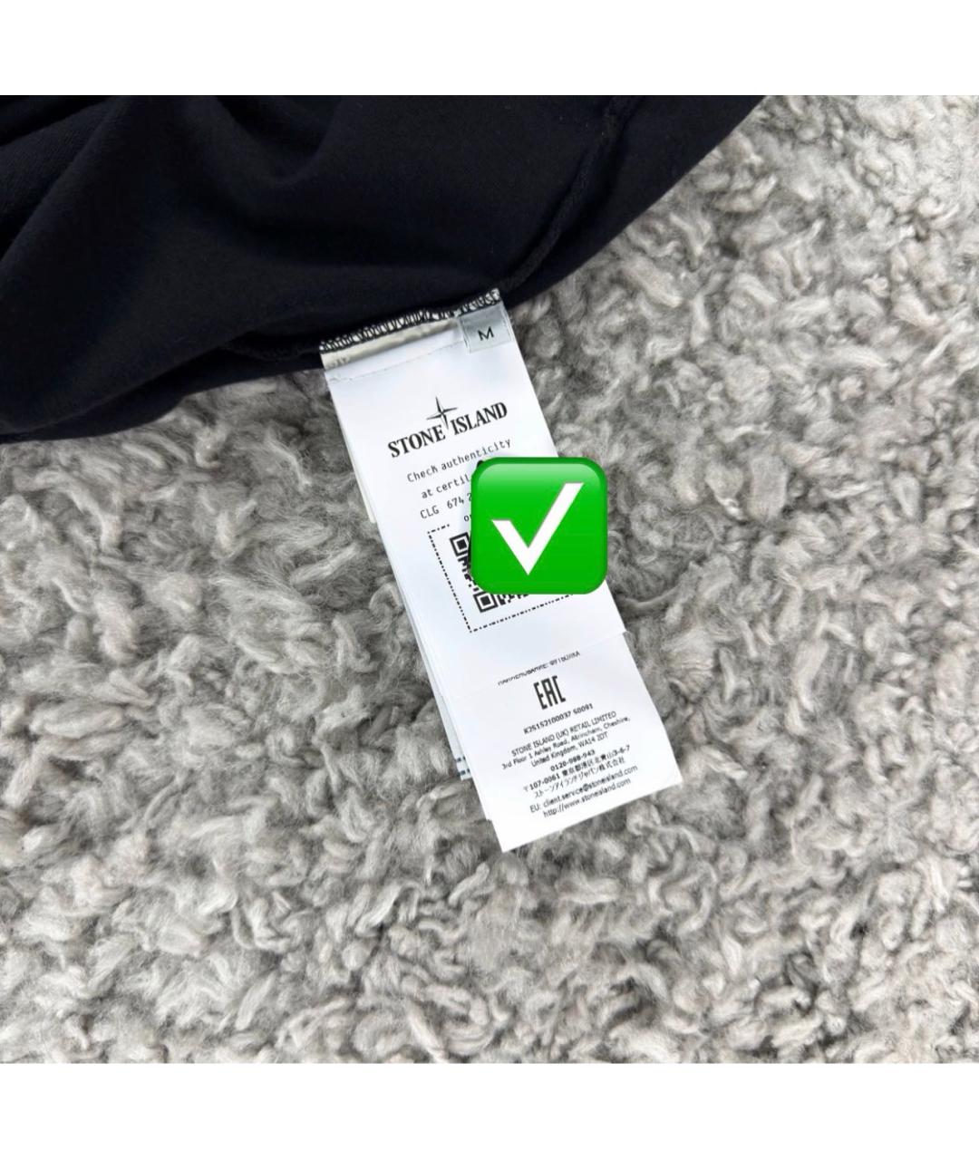 STONE ISLAND Черная хлопковая футболка, фото 6