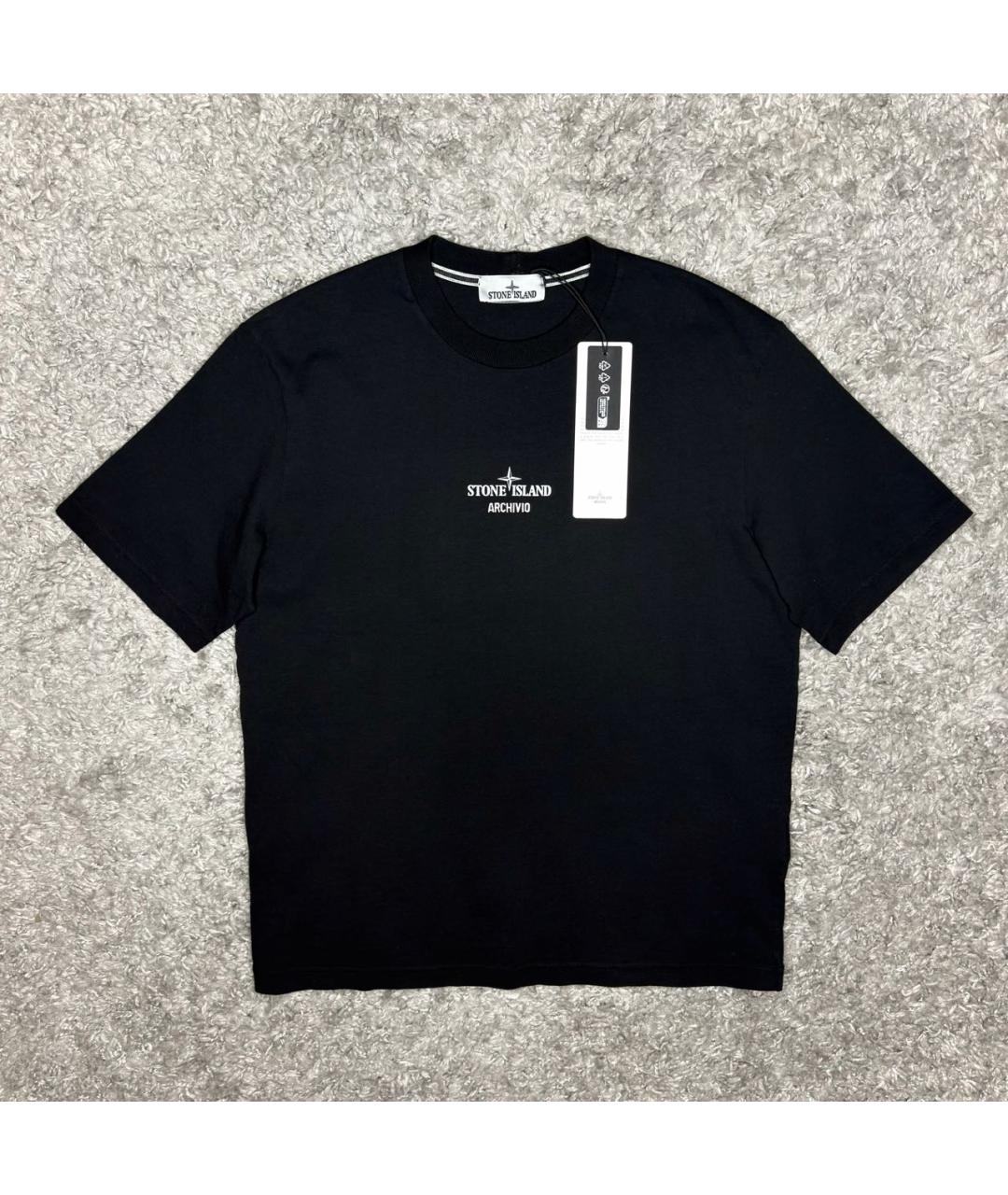 STONE ISLAND Черная хлопковая футболка, фото 7