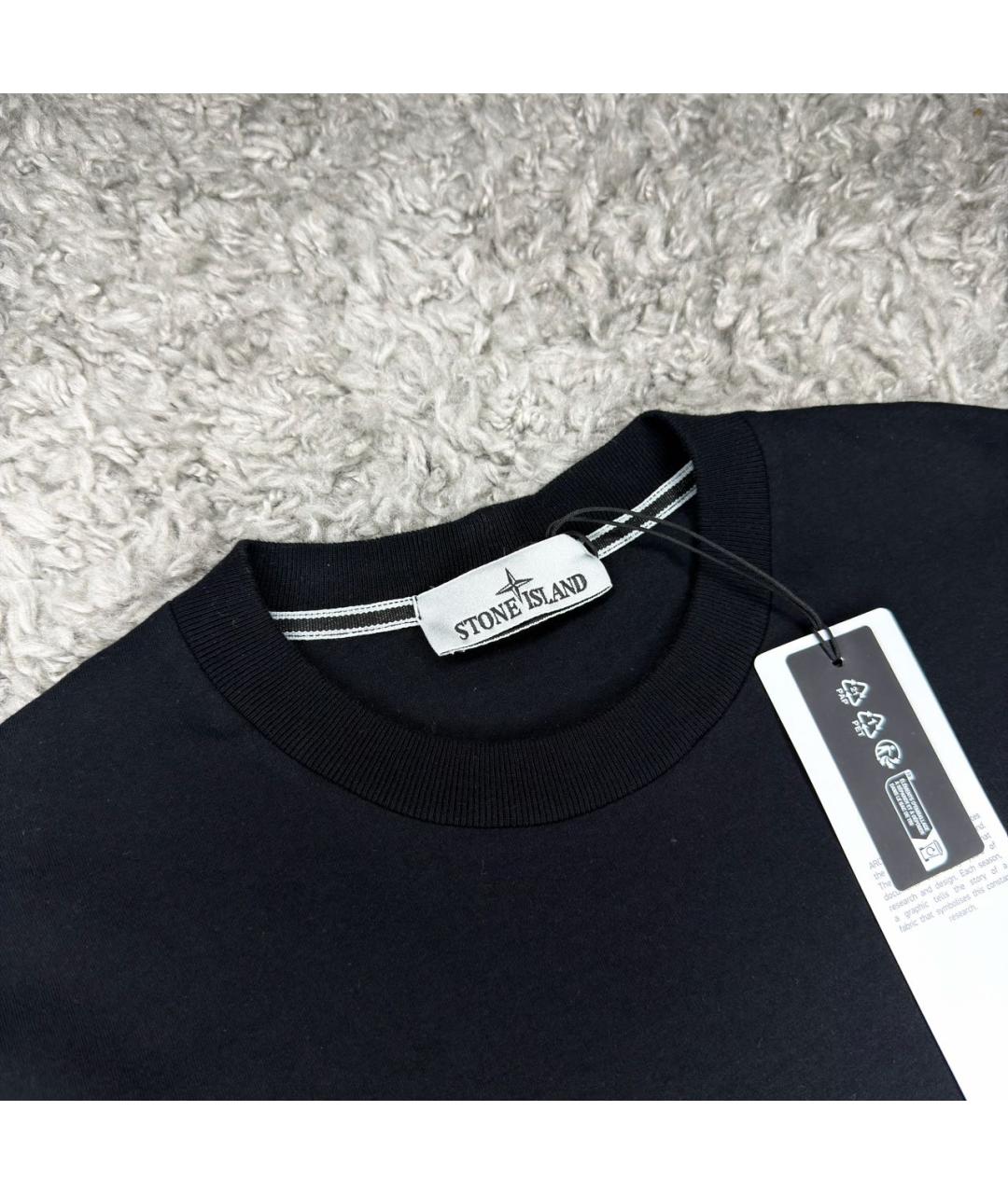 STONE ISLAND Черная хлопковая футболка, фото 4