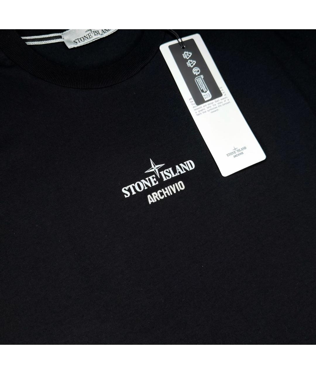 STONE ISLAND Черная хлопковая футболка, фото 2
