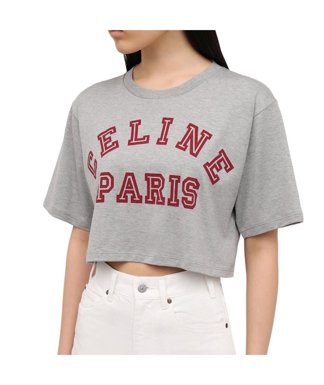 CELINE Серая хлопковая футболка, фото 2
